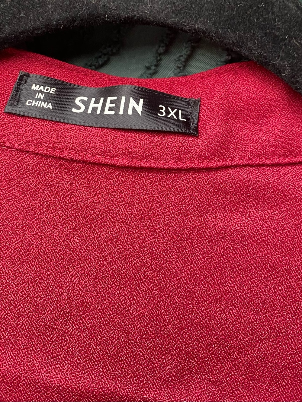 SHEIN Raspberry Red Button-Front Dress with Embroidered Sleeves - Picture 3 of 3